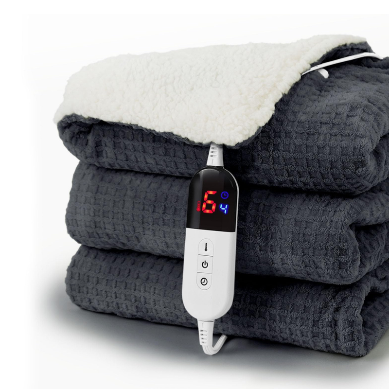 Electric Heating Blanket with Waffle Texture, 6 Settings, Digital Control & Auto Shutoff