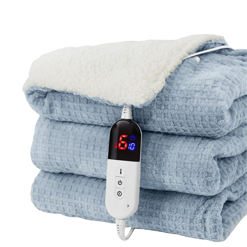 Electric Heating Blanket with Waffle Texture, 6 Settings, Digital Control & Auto Shutoff