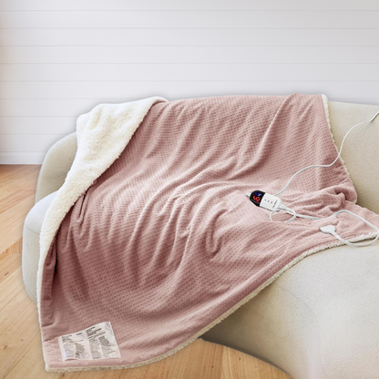 Electric Heating Blanket with Waffle Texture, 6 Settings, Digital Control & Auto Shutoff