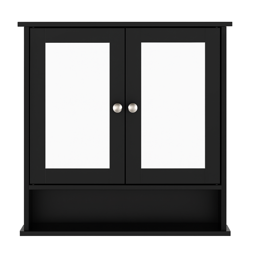 Bathroom Cabinet with Dual Mirrors and Three-Tier Storage – Wall Mounted