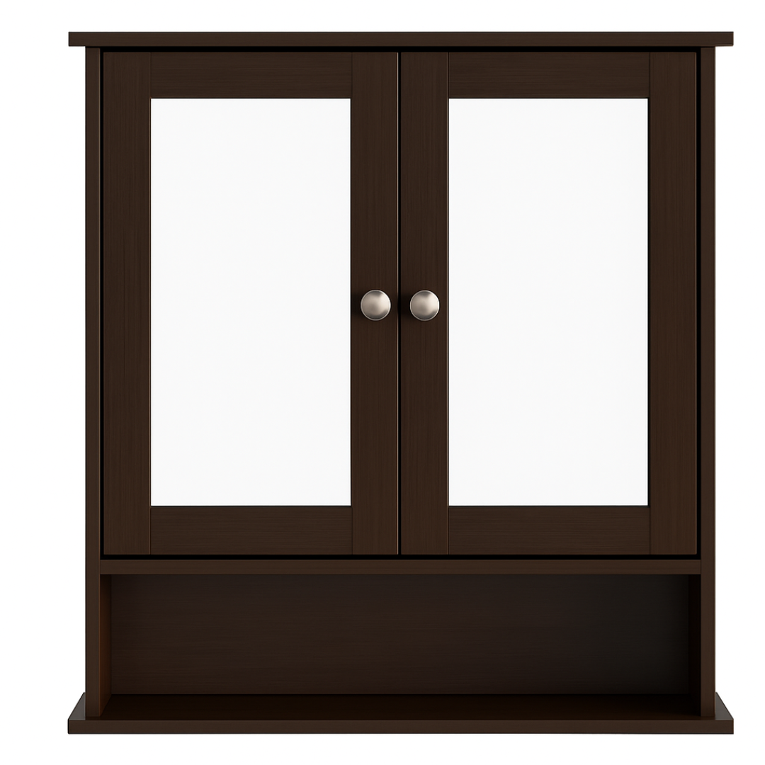 Bathroom Cabinet with Dual Mirrors and Three-Tier Storage – Wall Mounted