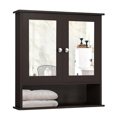 Bathroom Cabinet with Dual Mirrors and Three-Tier Storage – Wall Mounted