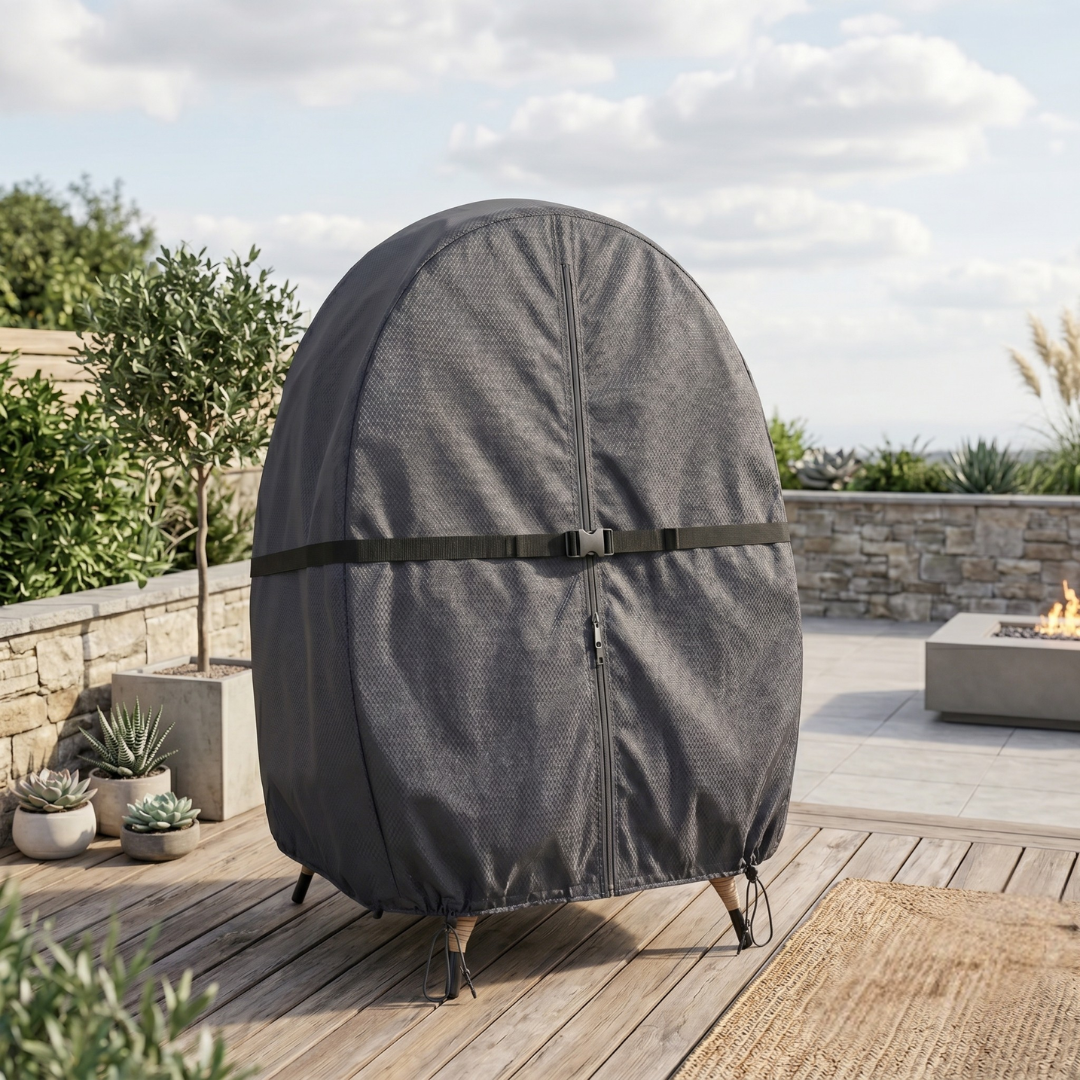 Zippered and Buckled Waterproof Cover for Double Egg Chair
