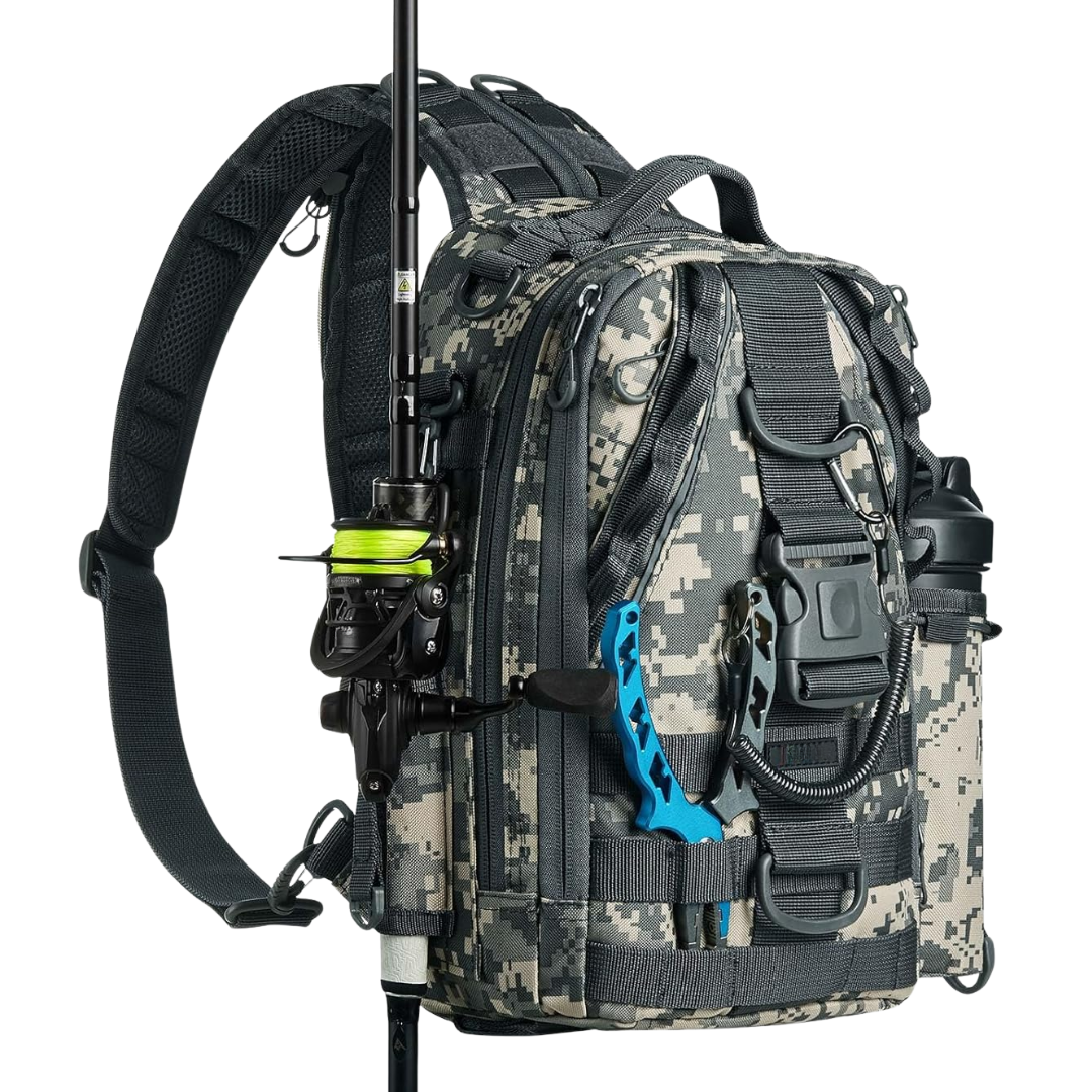 Fishing Backpack with Gear Storage and Rod Holder – Water-Resistant