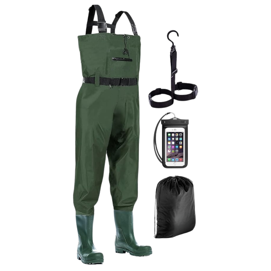 Nylon Chest Waders with Boots – Water-Resistant for Fishing and Hunting