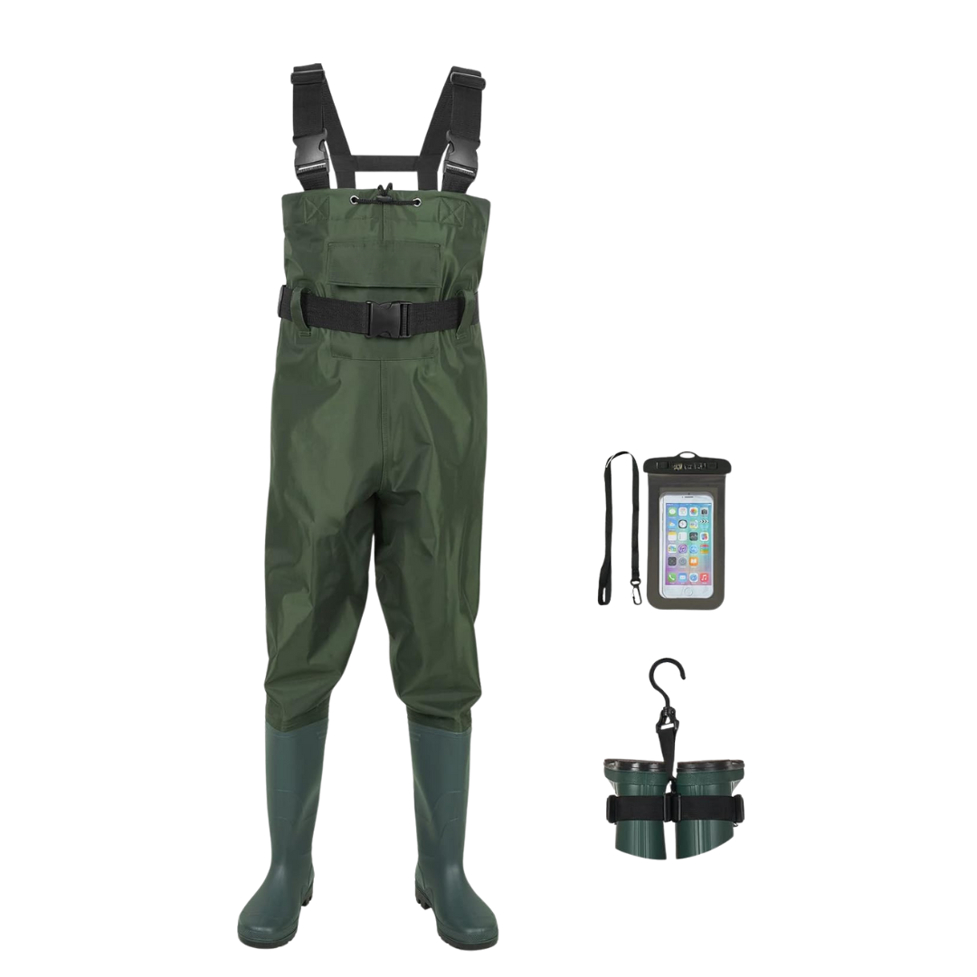 Nylon PVC Chest Waders with Boots – Water-Resistant Design