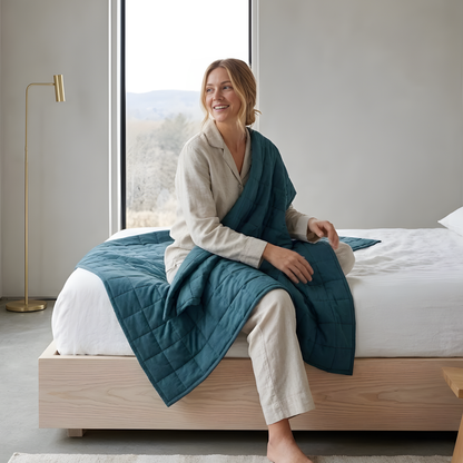 Cooling Weighted Blanket with 7 Layers of Glass Beads and 16 Loops