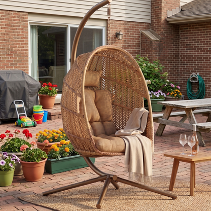 Hanging Egg Chair with Stand and Cushions – 350 lb Weight Limit
