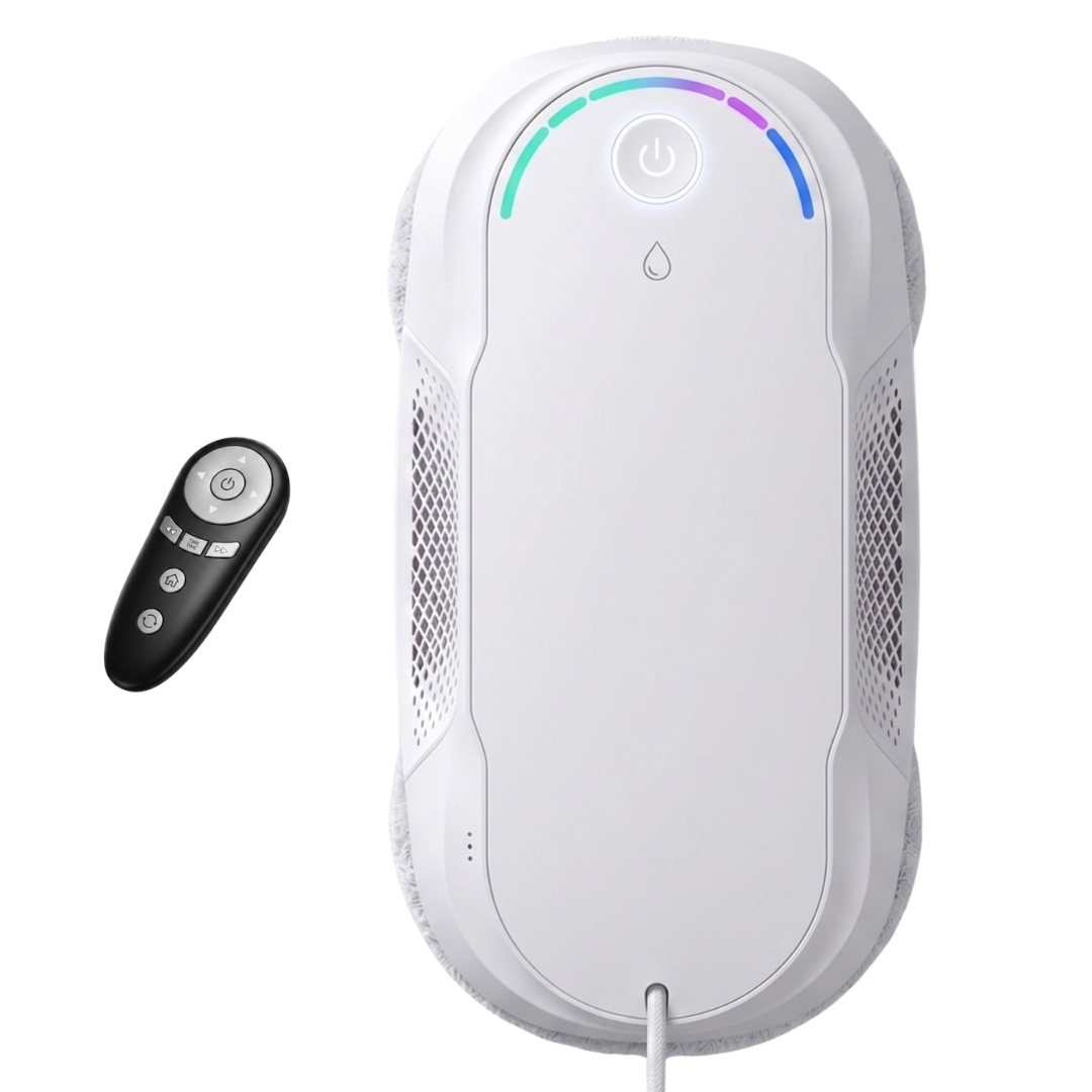 Robot Window Cleaner with Adaptive Suction and Dual Spray Feature