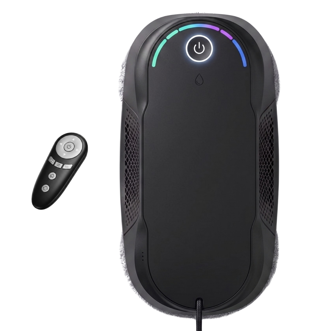 Robot Window Cleaner with Adaptive Suction and Dual Spray Feature