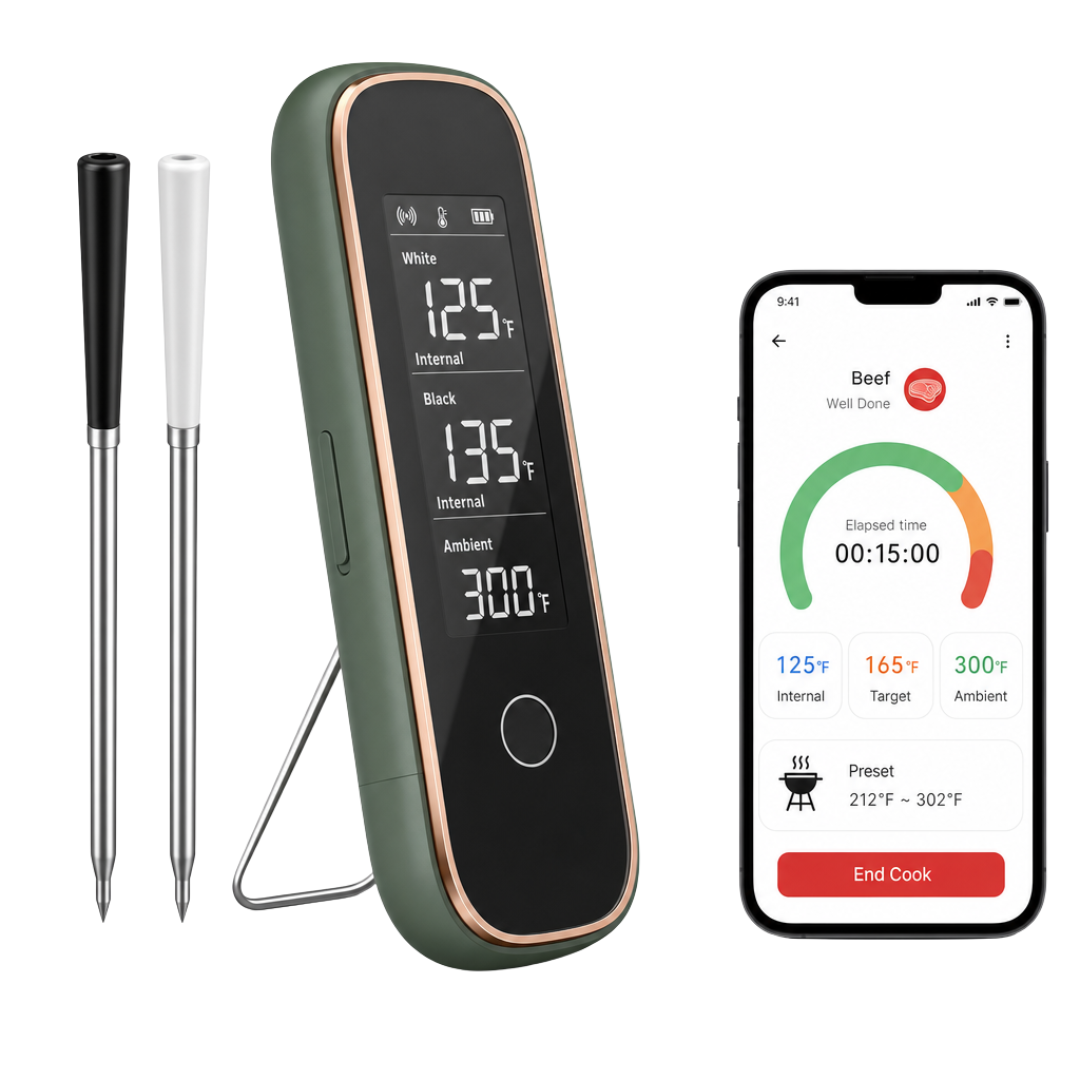 Bluetooth Meat Thermometer with Dual Probes and App Connectivity