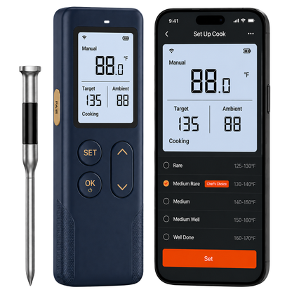 Bluetooth Meat Thermometer with WiFi Display Base Unit - Wireless