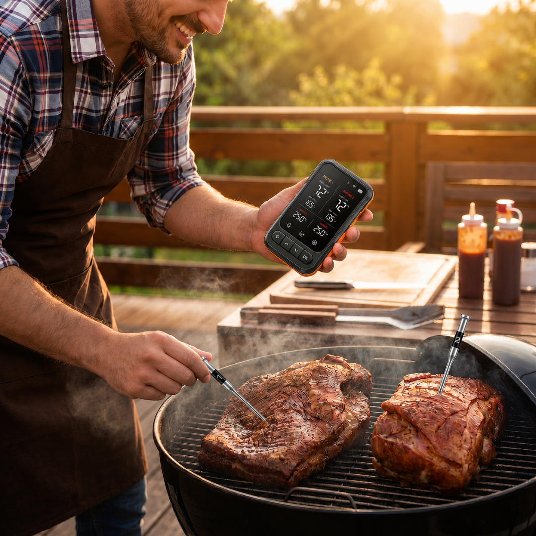 Bluetooth and WiFi Meat Thermometer with Dual Probes and Stand