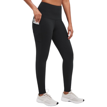 High Waist Winter Leggings for Women with Pockets and Fleece Lining