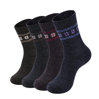 Knit Breathable Wool Thermal Crew Socks for Women – Set of 4