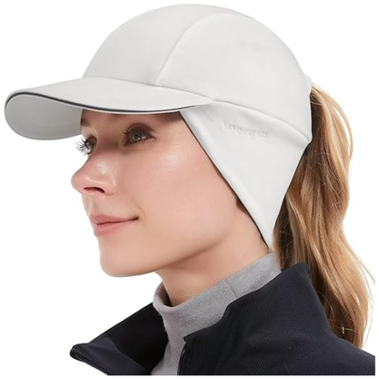 Ponytail Hat for Women with Fleece, Ear Warmer, and Reflective Details