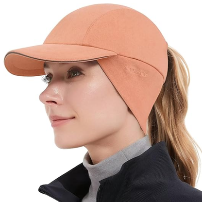 Ponytail Hat for Women with Fleece, Ear Warmer, and Reflective Details