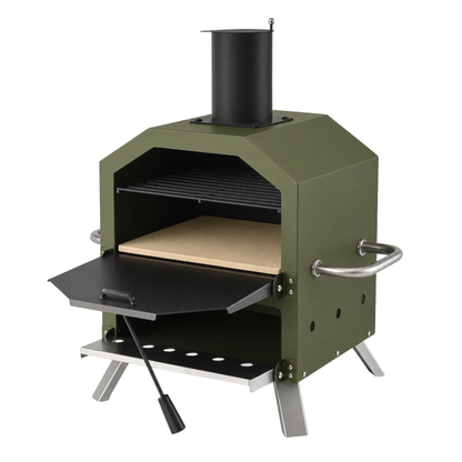 Dual-Level Cooking Outdoor Pizza Oven with Stone for Wood Fire