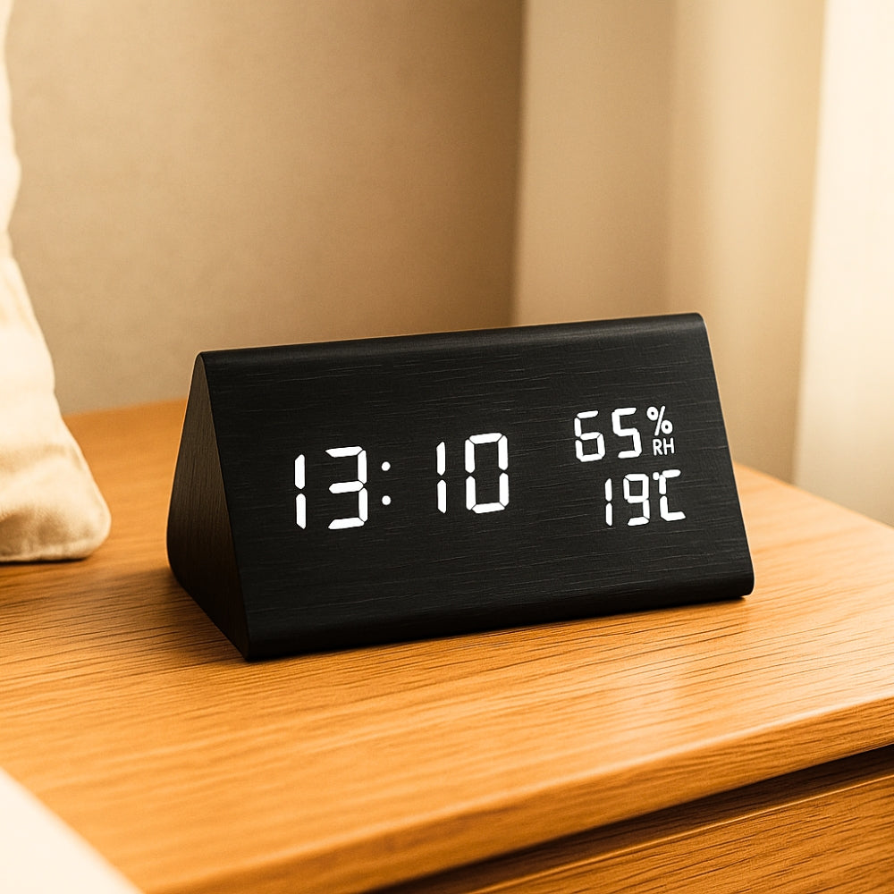 Chic Wooden LED Clock for Effortless Mornings